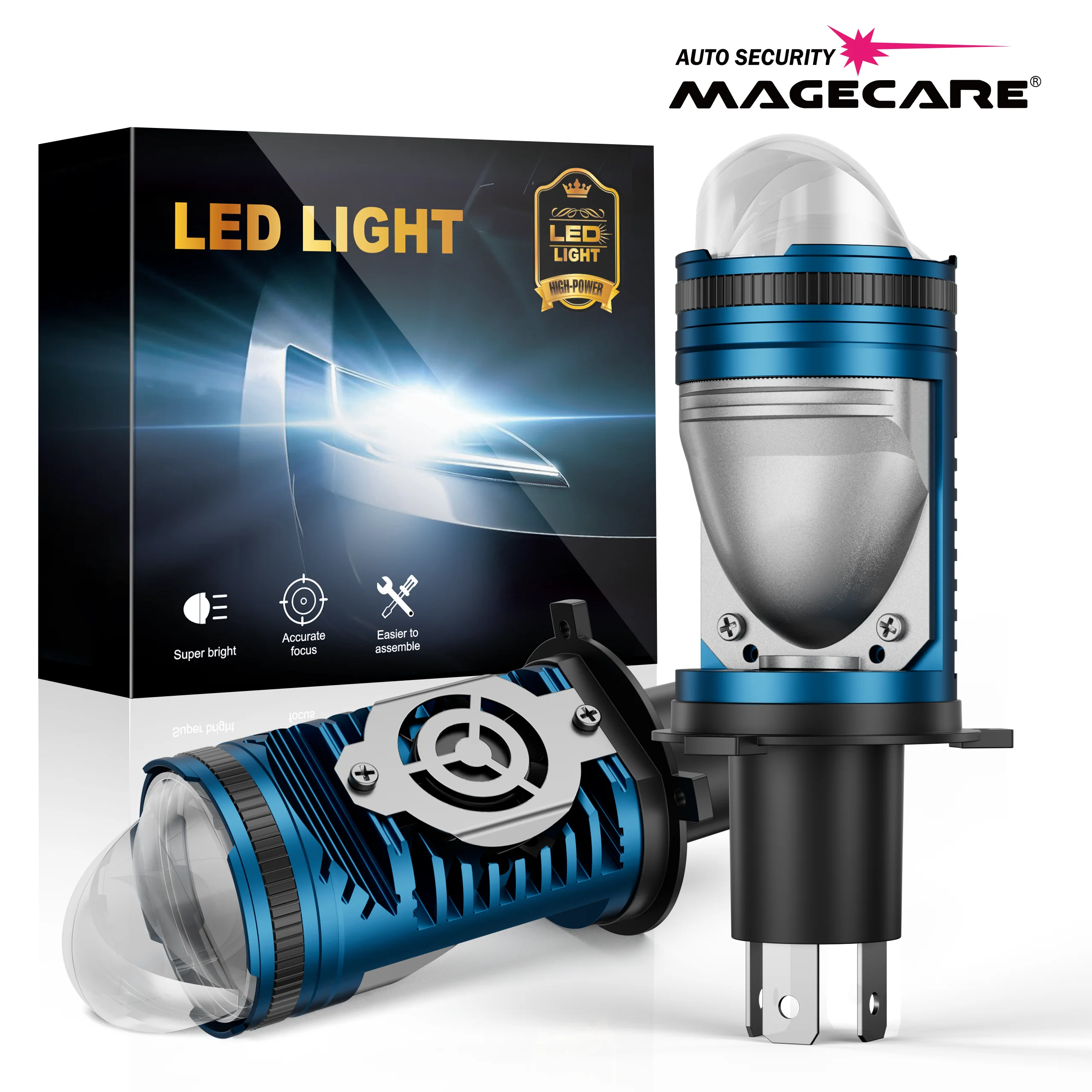 

H4 LED Headlight Lens 100W 30000LM, H4 LED Canbus, IP68 Waterproof, 50000H Life, Ampoule LED H4, Bombillas LED H4, Car Lights