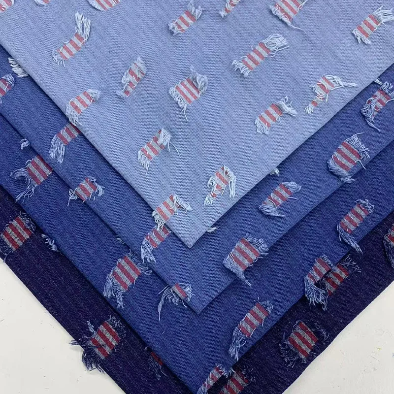 Colorful Patterned Washed Denim Fabric Geometric Pattern Soft Wearable Sewing Material for Dresses Bags Pants Hats Textile Cloth