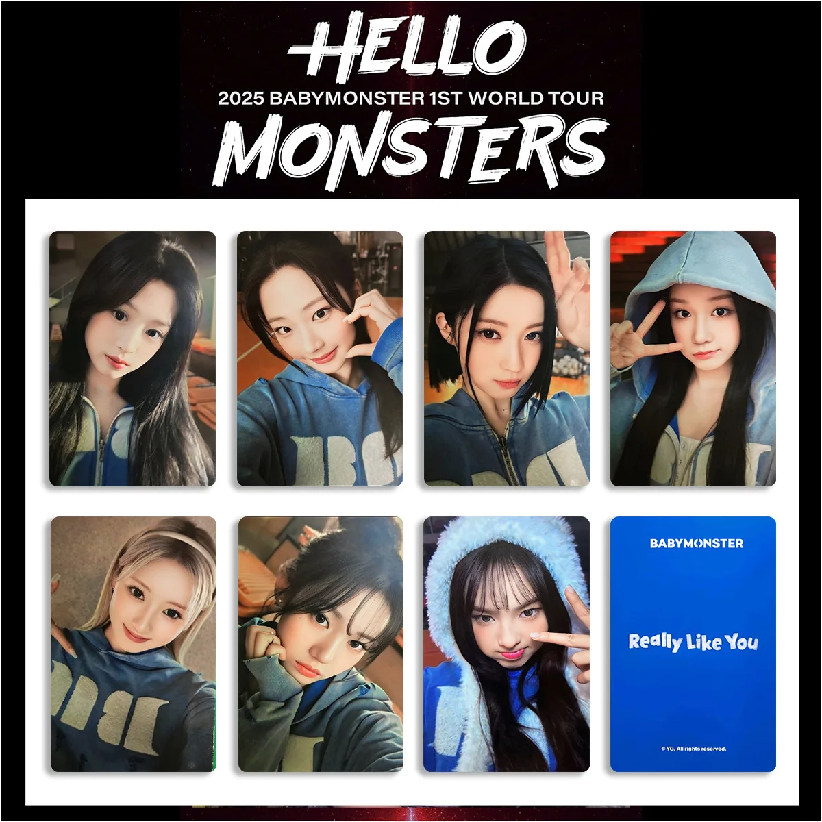7Pcs/Set BABYMONSTER Idol New Album HELLO MONSTE RS HD Printd Lomo Cards HARAM AHYEON RORA CHIQUITA PHARITA Photocards Fans Gift