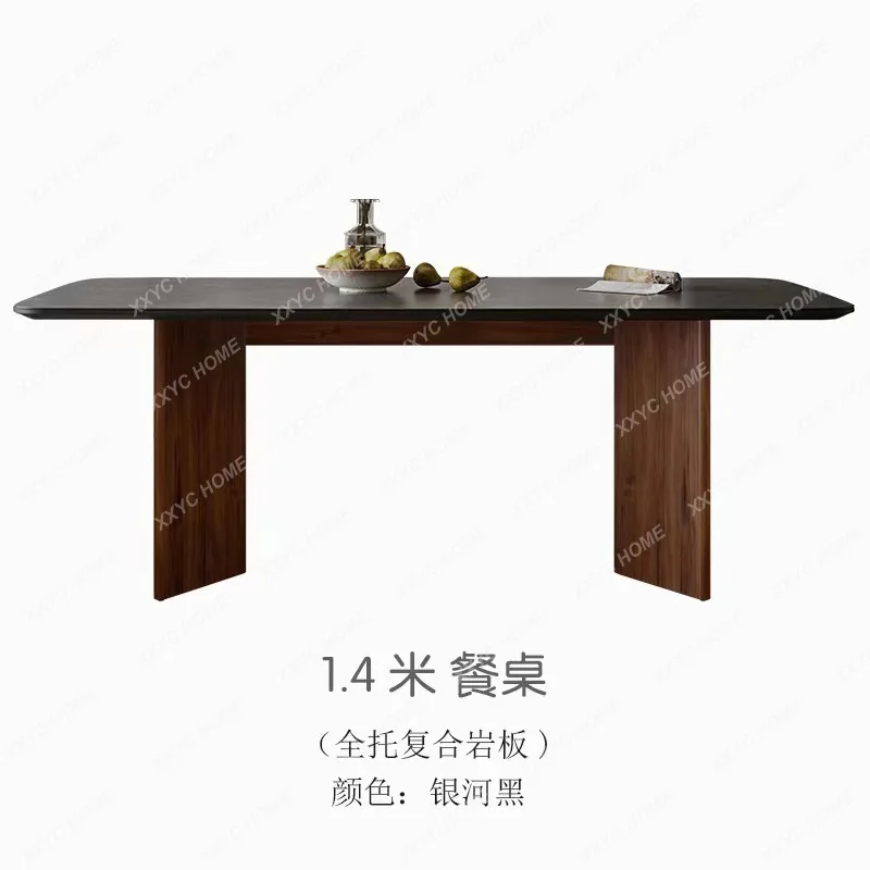 SL retro walnut solid wood slate dining table living room home