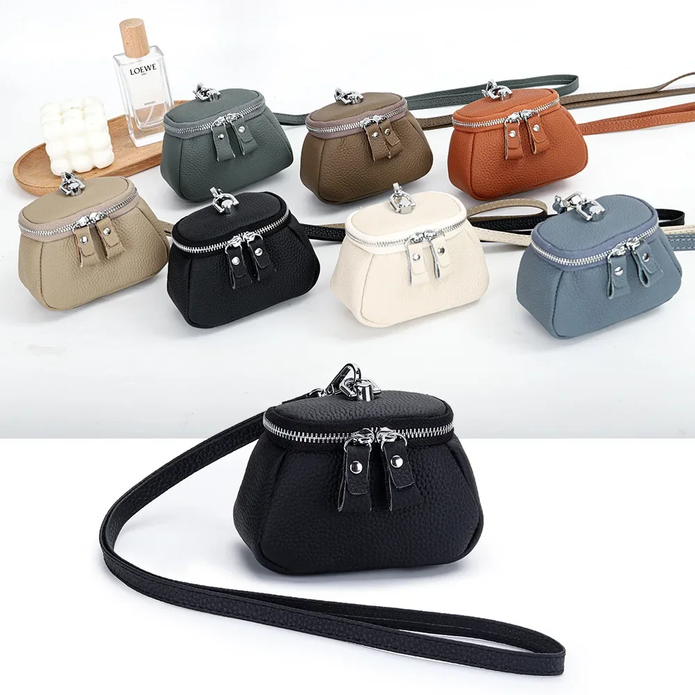 Genuine Leather Women Purse New Arrivals Mini Cosmetic Bag Cow Leather Earphone bag