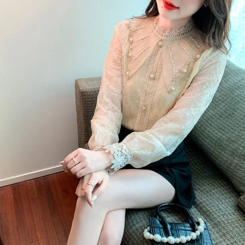 Spring New Fashion Stitching T Shirt Female Stand Collar Long Sleeve T-shirt Ladies Style Slim Bottoming Patchwork Shirts G395