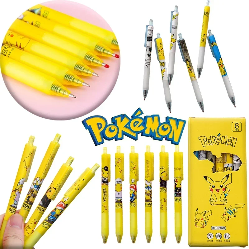 Pokemon Pikachu Cartoon Neutral Pen Set Black Blue Neutral Pen Bullet Tip 0.5mm School Office Supplies Stationery Stationery New