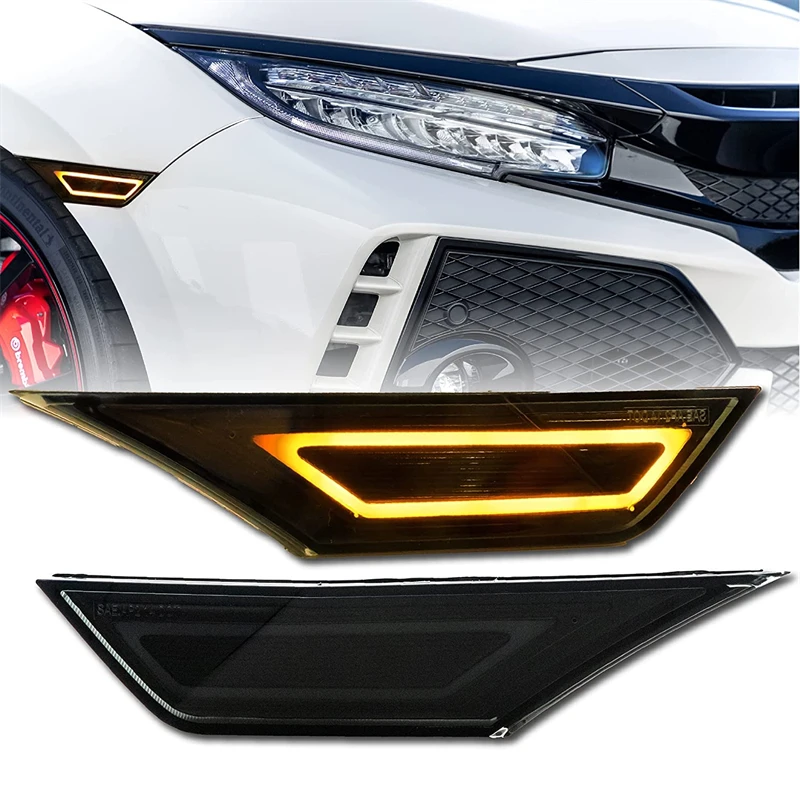 

2Pcs Smoked Lens For Honda Civic 2016 2017 2018 2019 2020 2021 Full Led Side Marker Light Running Light Position Light