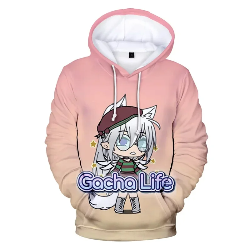 Cartoon Game Gacha Life 3D Printed Hoodies For Men Clothes Kawaii Cute Girls Sweatshirts Casual Kid Pullovers Y2k Tracksuit Tops