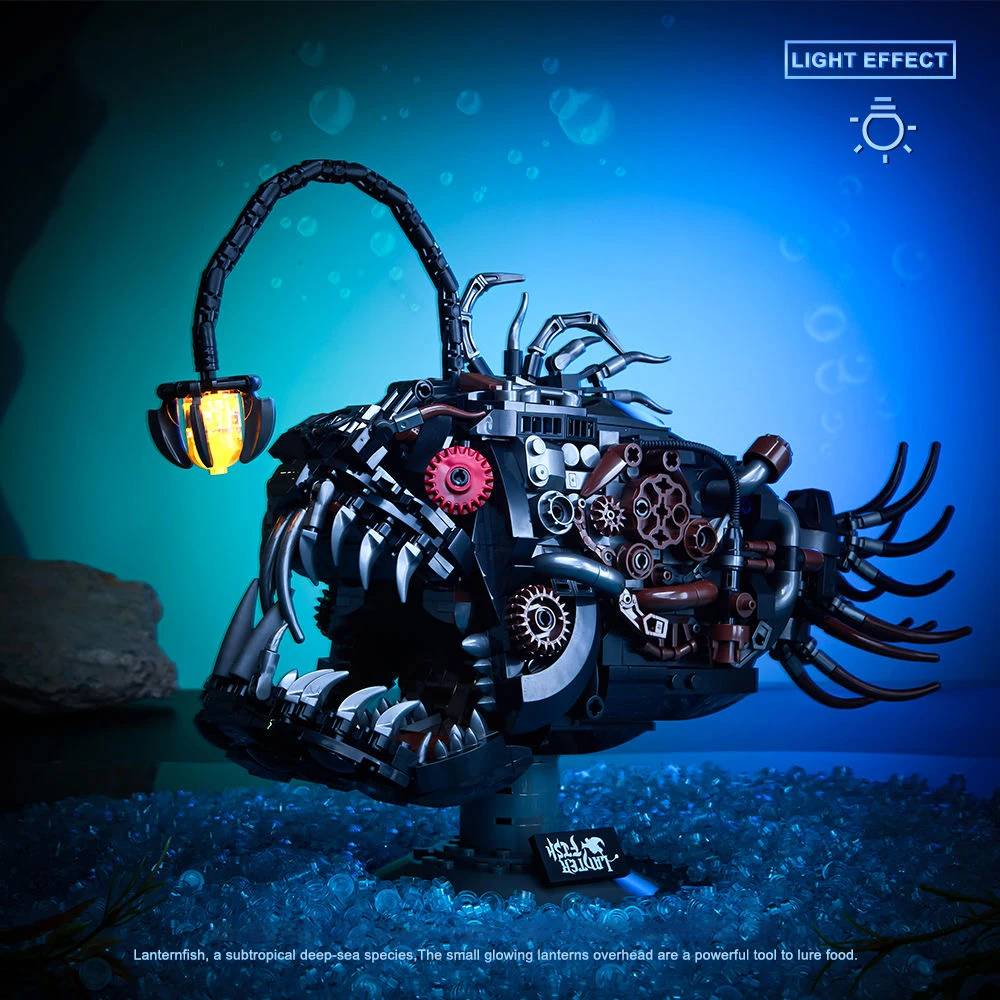 7042 Illuminazione meccanica Piranha Arredamento camera da letto Ornamento Kit di costruzione di modelli Giocattolo educativo Blocchi di costruzione Regalo di compleanno