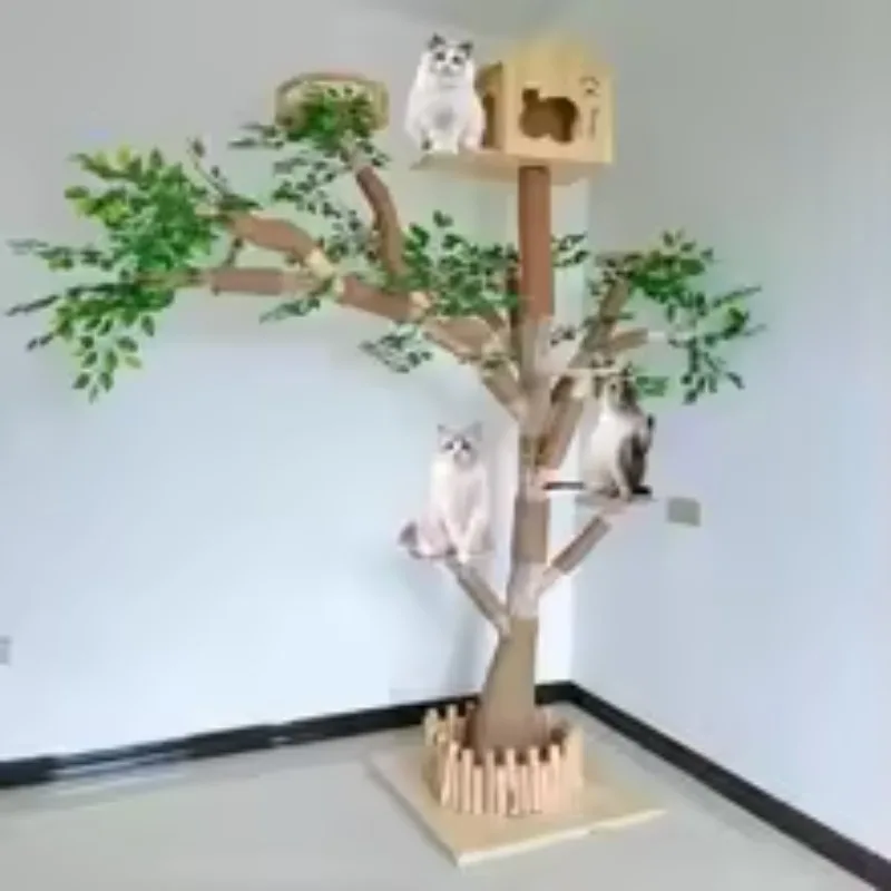Integrated large cat climbing frame tree, cat coffee decorative tree, solid wood cat, house cat shelf set