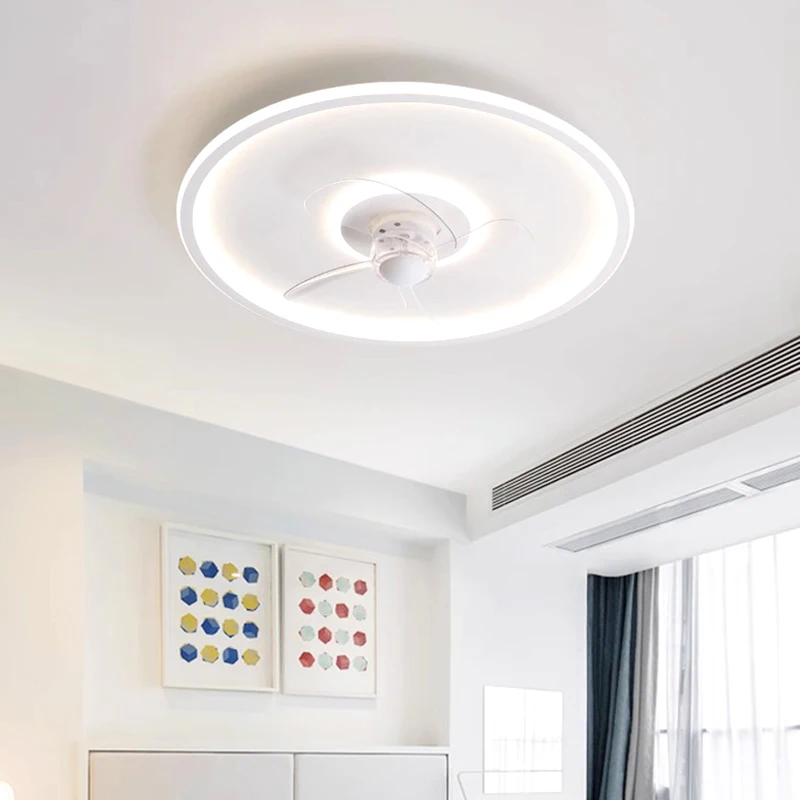 Modern LED Lamp with Ceiling Fan Without Blades Kids Bedroom Ceiling Fan with Remote Control Ceiling Fans with Light Fixture
