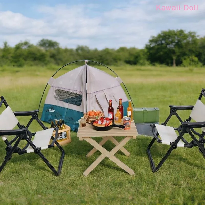 

[DO]1Pcs 1:6 Dollhouse Miniature Outdoor BBQ Table Furniture Home Model Camping Picnic Table Decor Toy Doll House Accessories