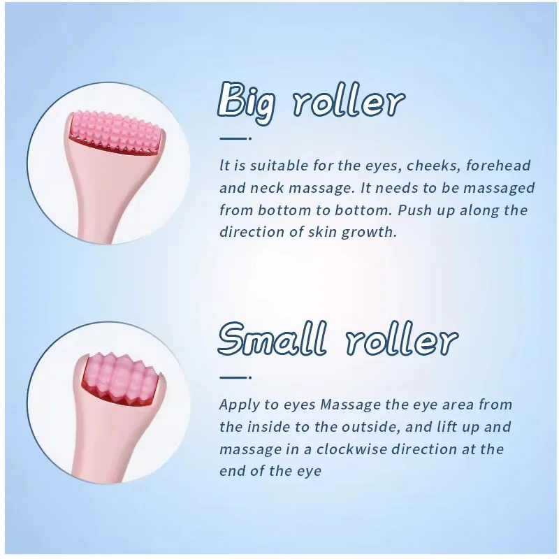 2 Heads Silicone Massage Roller for Face Body Relieve Puffiness Acupoint Stimulation Skin Neck Body Massager Skin Care Tool