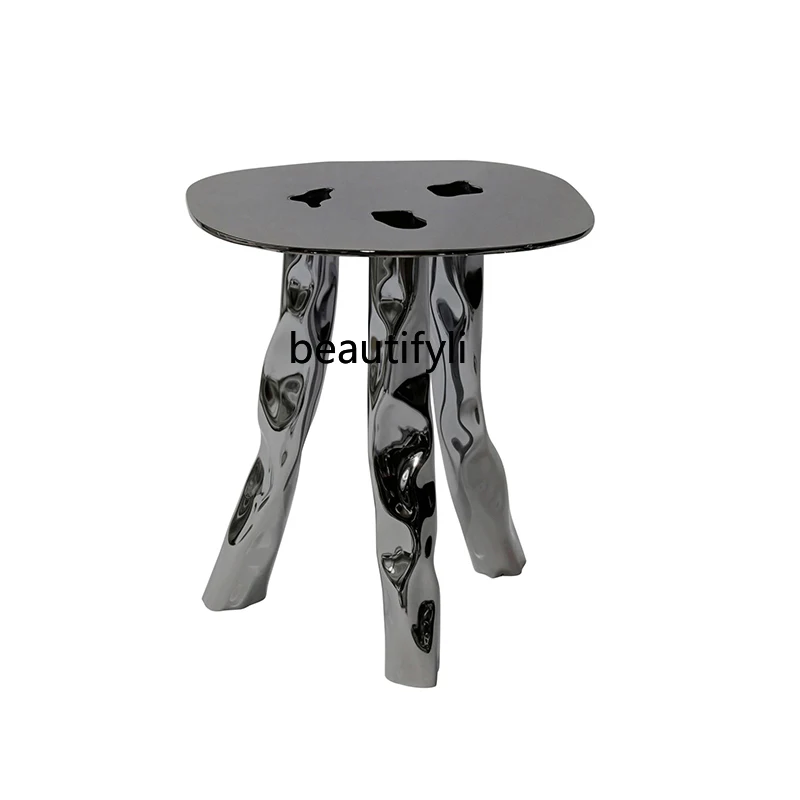 Modern Light Luxury Designer Baroque Stainless Steel Handmade Pleated Coffee Table Living Room Sofa Side Table furniture