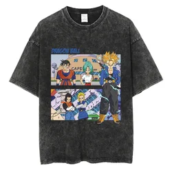 Hip Hop Streetwear Washed T Shirt Dragon Ball Print T-Shirt Harajuku Cotton Casual Tshirt 2024 Summer Short Sleeve Tops Tees