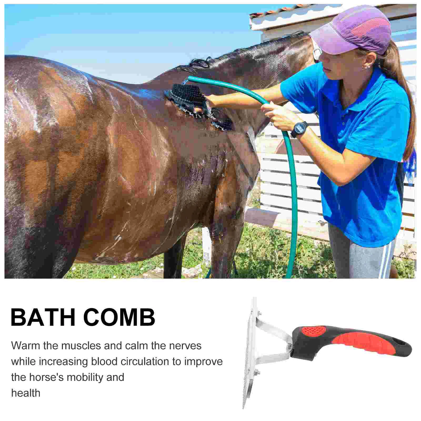 แปรงทําความสะอาด Horse Sweat Scraper Grooming Supply Hairbrush หวีคราดสัตว์โลหะยางสัตว์เลี้ยงเด็ก