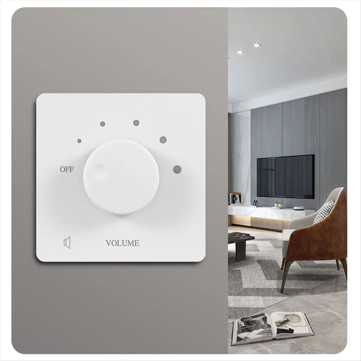 T1407C-50 Volume Control 50W Volume Control Professional Safety 5 Gears Tuning Knob Volume Controller for Home Speakers White HO