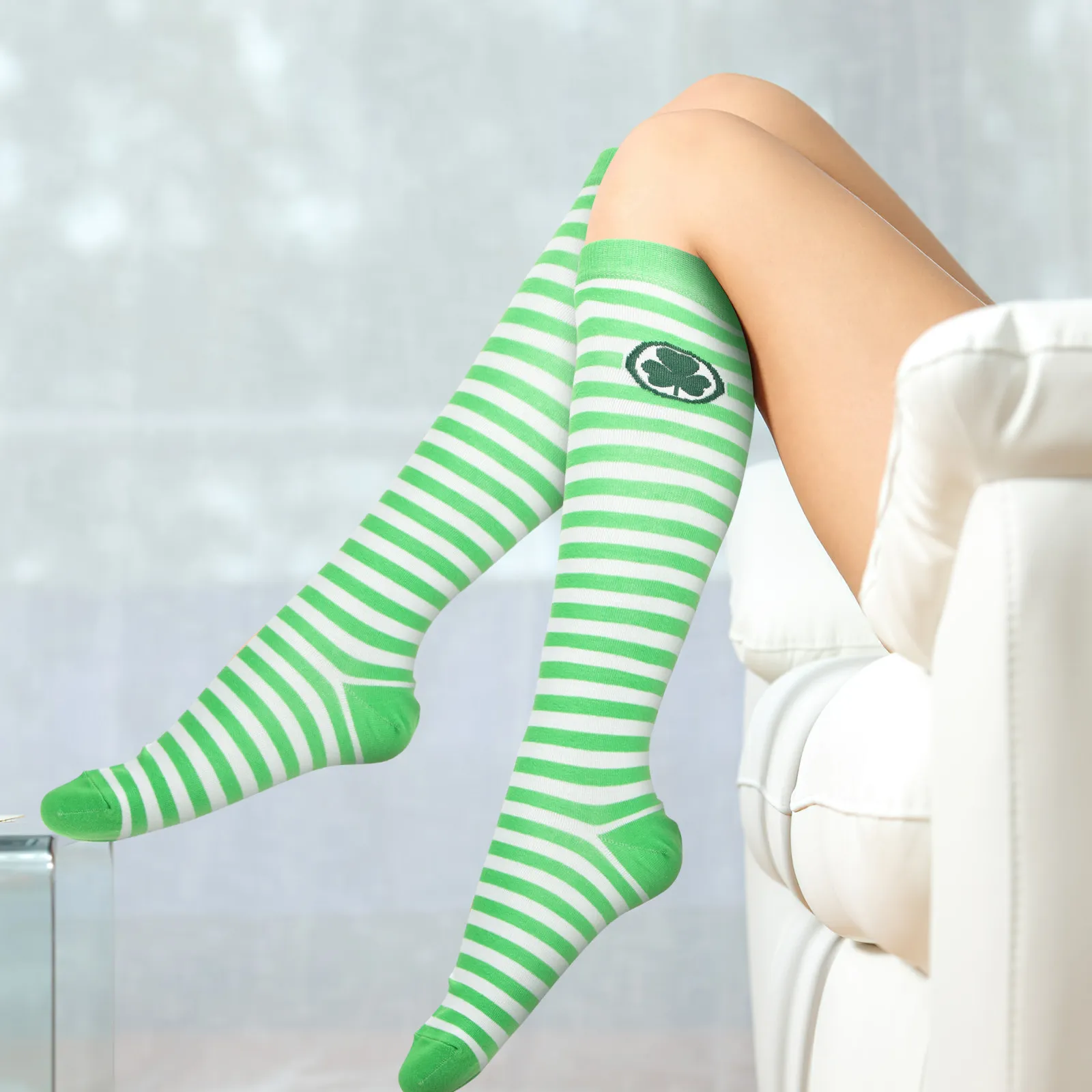 

3Pairs Irish Holiday Socks Saint Patricks Day Theme Clover Graphic Cotton Breathable Sports Tube Socks Unisex Adult Gym Workout