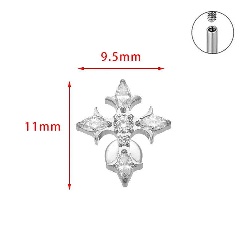 ASTM F136 التيتانيوم ماركيز الصليب مختبر ثقب القوطية الشرير الفص الأذن ترصيع شقة الداخلية الموضوع Labret الأنف ترصيع الشفاه ترصيع