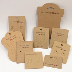 Tarjetas de exhibición de joyería blancas Kraft, accesorios de almacenamiento de joyería hechos a mano, cartón para collar, pendiente, horquilla, colgantes, 50 unidades