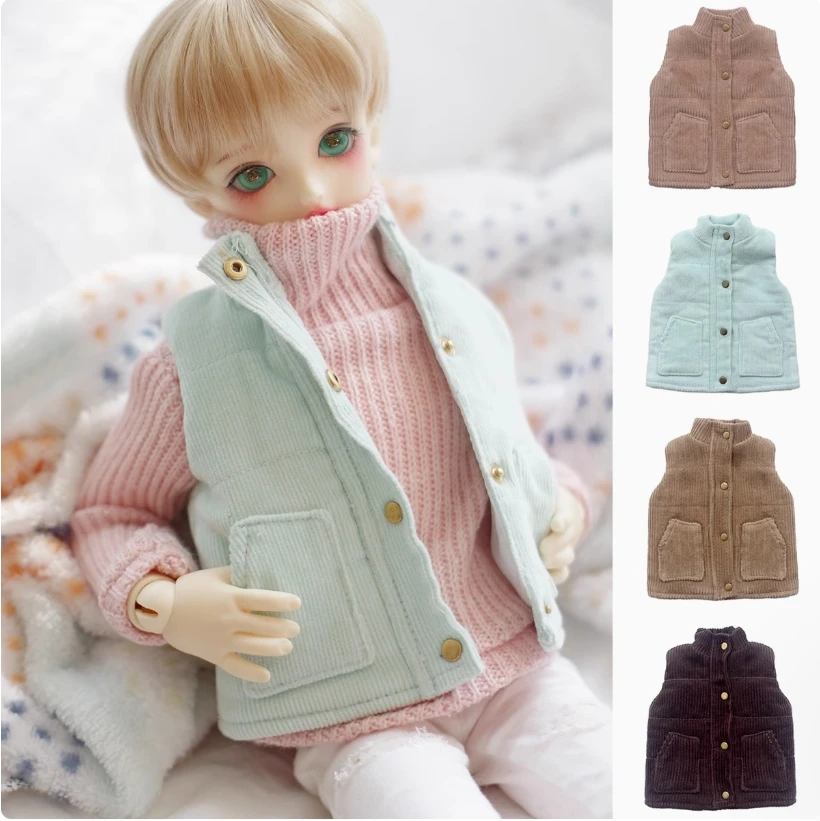 D03-P630 children toy BJD DD SD MSD   1/6 1/4 1/3 doll's Photo props clothes green brown Winter coat vest 1pcs