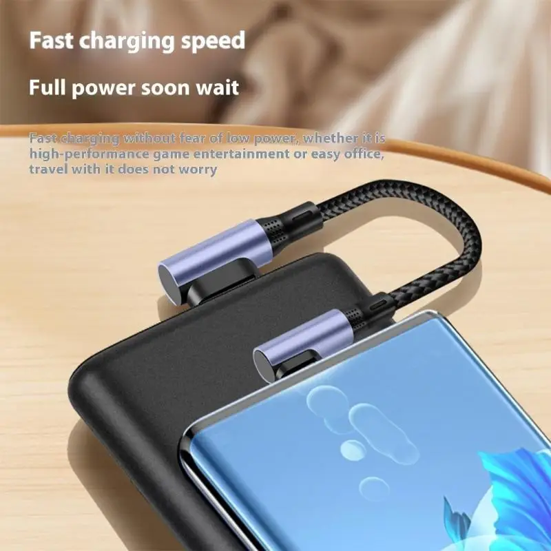 K3NB Nylon Braided Short USB C Charging Cable 90 Degree Angled Design 15/30cm Length