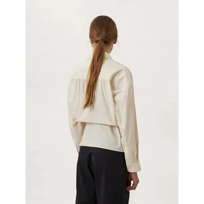 Sky06 ファッションパーソナリティレディースシャツラップシャツ女性の新しい非対称シングルブレスト長袖シャツ春/66liU&