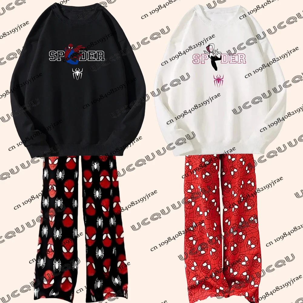

Spider-Man & Spider Ghost Hoodies+Pajama Pants Set Men's Trousers Tracksuit Casual Couples Suit Winter Fashion 2 Piece Outfits