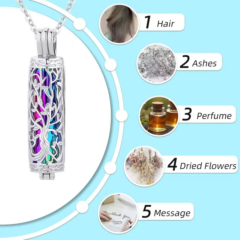 اسطوانة جرة قلادة للرماد للنساء الرجال مجوهرات جنائزية تذكارية تذكارية الإنسان الحيوانات الأليفة رماد قلادة #6
