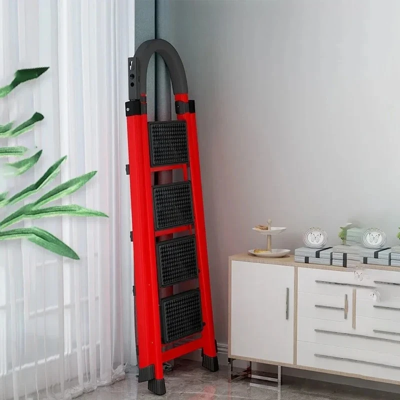 

LFoldable Household Ladders Thickened Carbon Steel Non-slip Home Step Ladder Shrinking Kitchen Step Stools Indoor Folding Ladde
