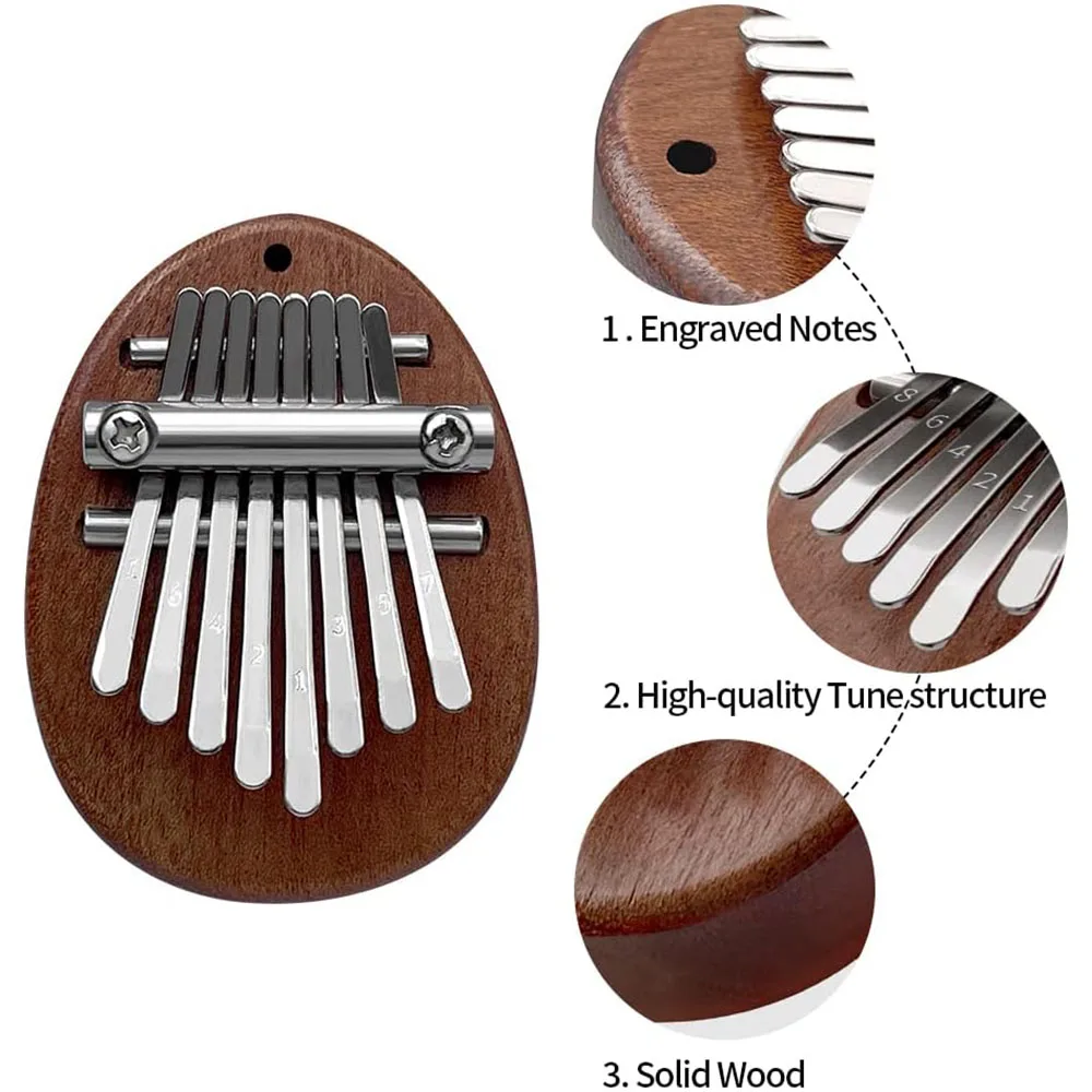 Thumb Piano Portable Solid Wood 8 Keys Mini Kalimba Piano Keyboard Musical Instrument Christmas Gift for Kids Adult Beginner