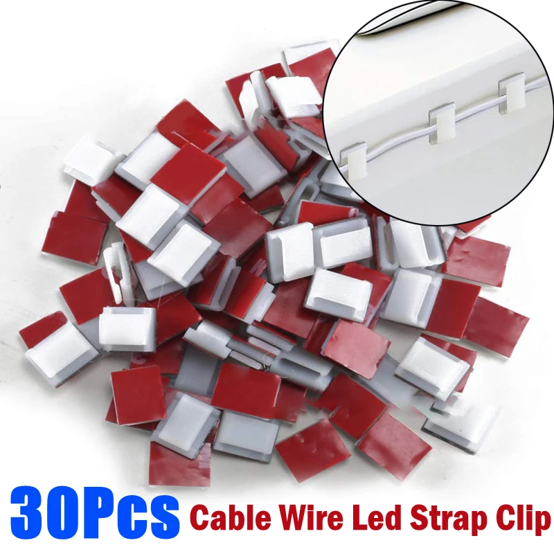 30/20/10 Stuks Sterke Zelfklevende Kabel Draad Houder Bevestigingsclip 5050 Led Strip Connector Tie Mount voor Kerst Licht Draad Organisator