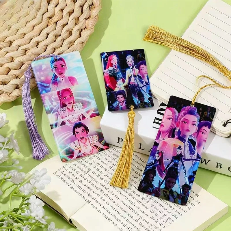 K-POP شيطان الصيادين أنيمي الملونة تصميم شرابة الملحقات مع شرابة تحصيل هدية القراءة علامة للطلاب تذكار #2