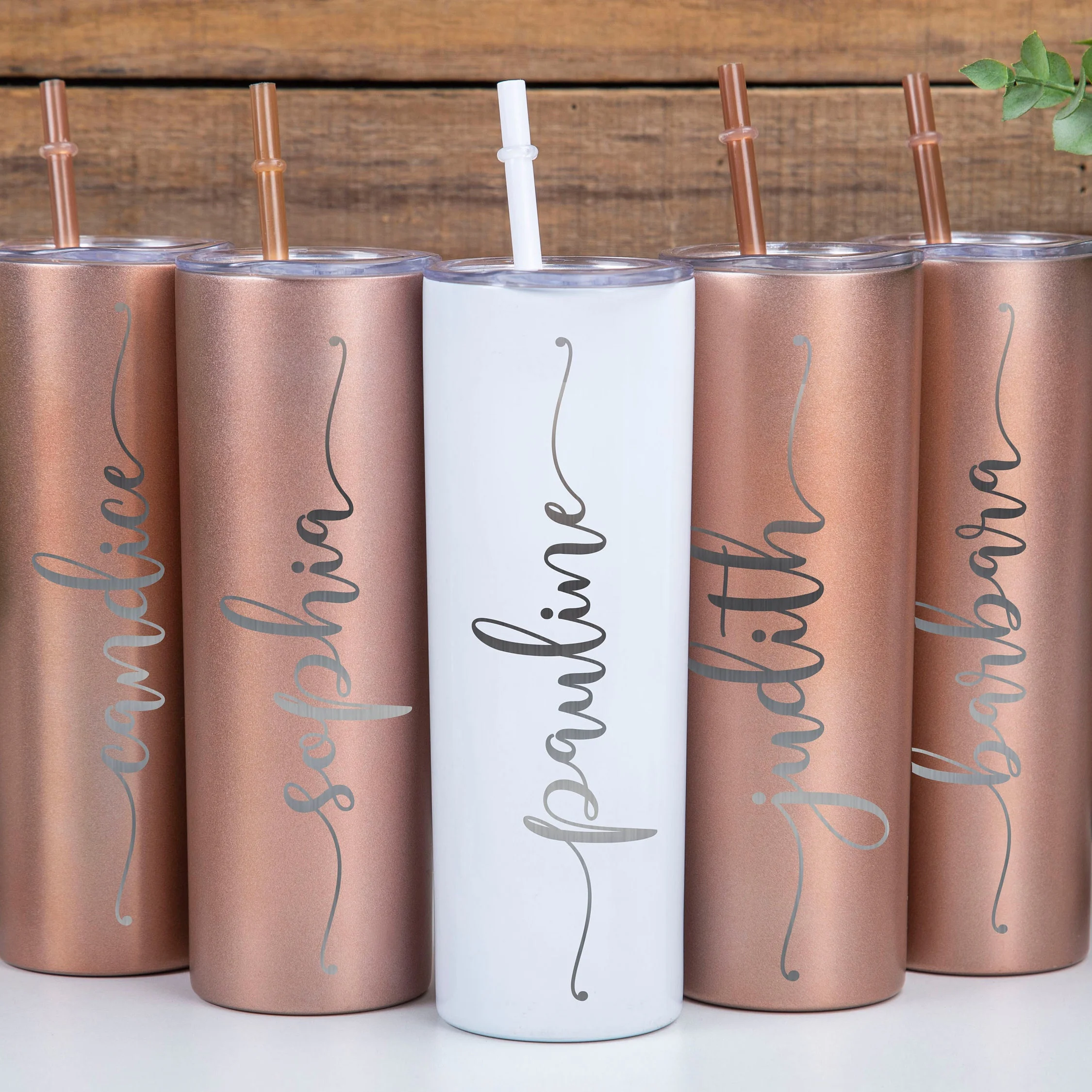 Personalized Bridesmaid 20 OZ Skinny Tumbler With Clear Straw Custom Tumbler Tumbler with Straw Skinny Tumbler Bridesmaid Gift