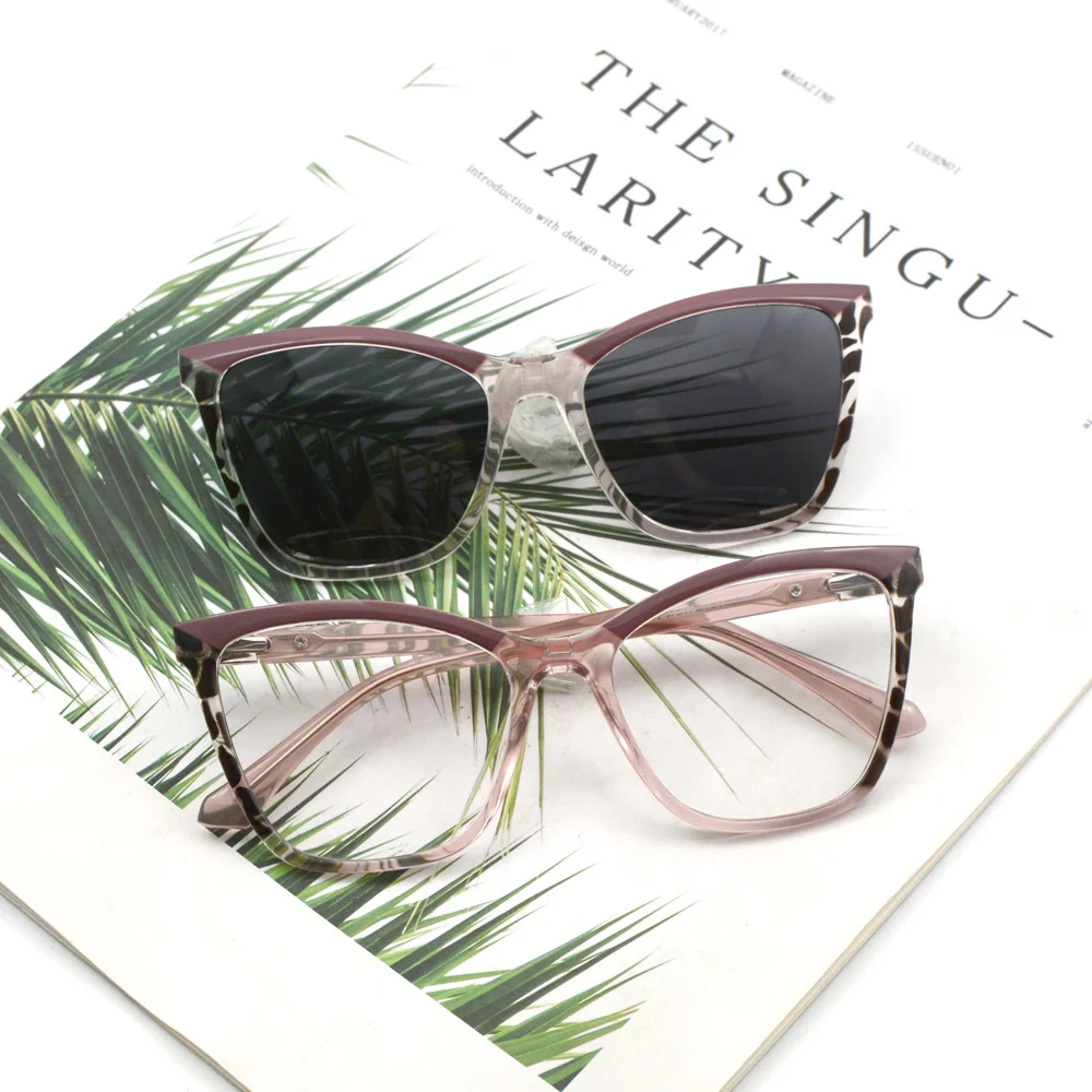 KANDREA 패션 편광 선글라스 프레임 여성 남성 빈티지 Cateye 자석 클립 광학 처방 안경 안경 GN6010