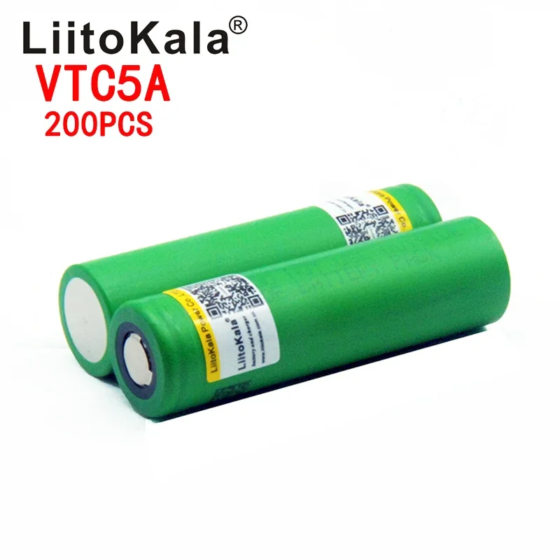 200pcs LiitoKala Max 40A Pulse 60A Original 3.6V battery 18650 rechargeable VTC5A 2600mAh High Drain 40A Battery