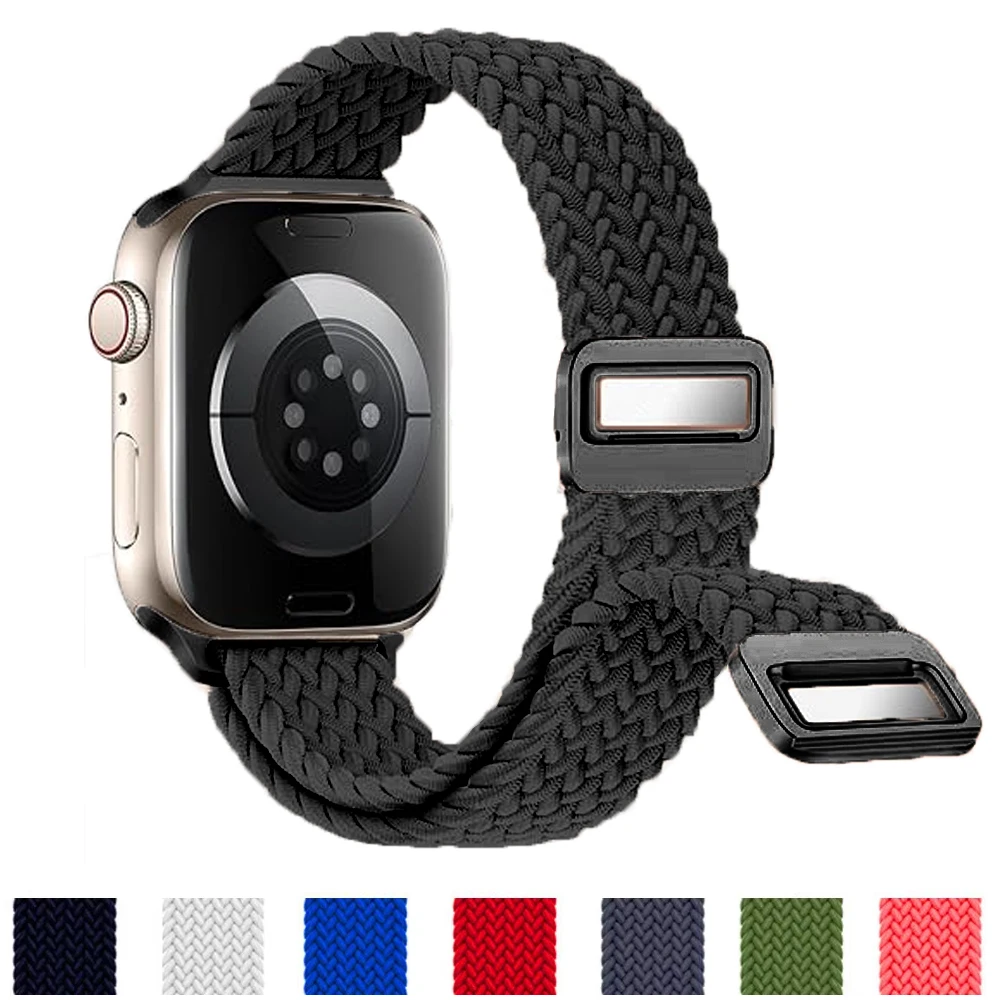 Slim Braided Straps For Apple Watch Band 42mm 40mm 38mm 41mm 44mm 46 45mm Magnetic Bracelet iWatch Series SE 5 6 7 8 9 10 Bands