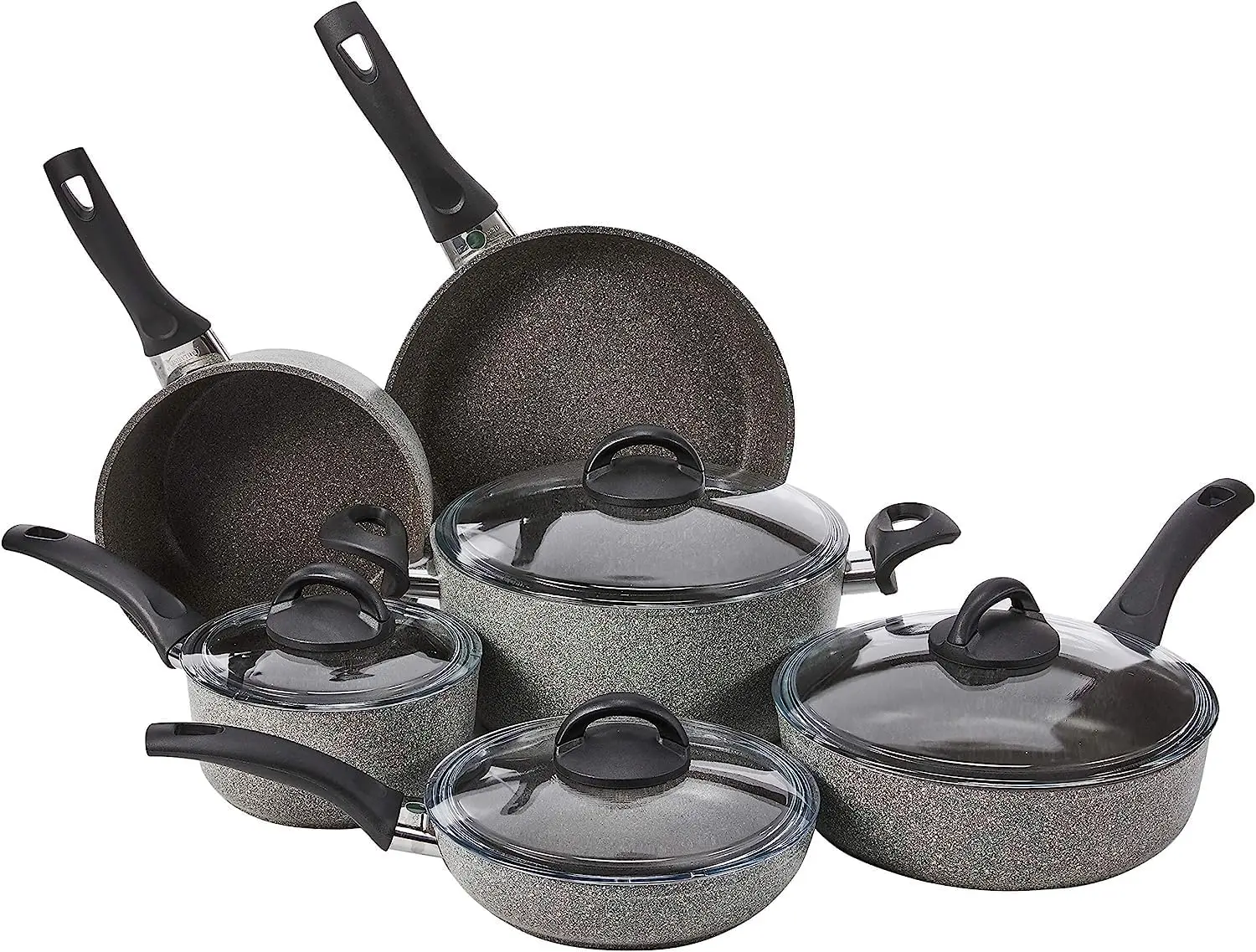 

BALLARINI Parma by HENCKELS 10-pc Nonstick Pot and Pan Set, Made in Italy, Set includes fry pans, saucepans, sauté pan and Dutch