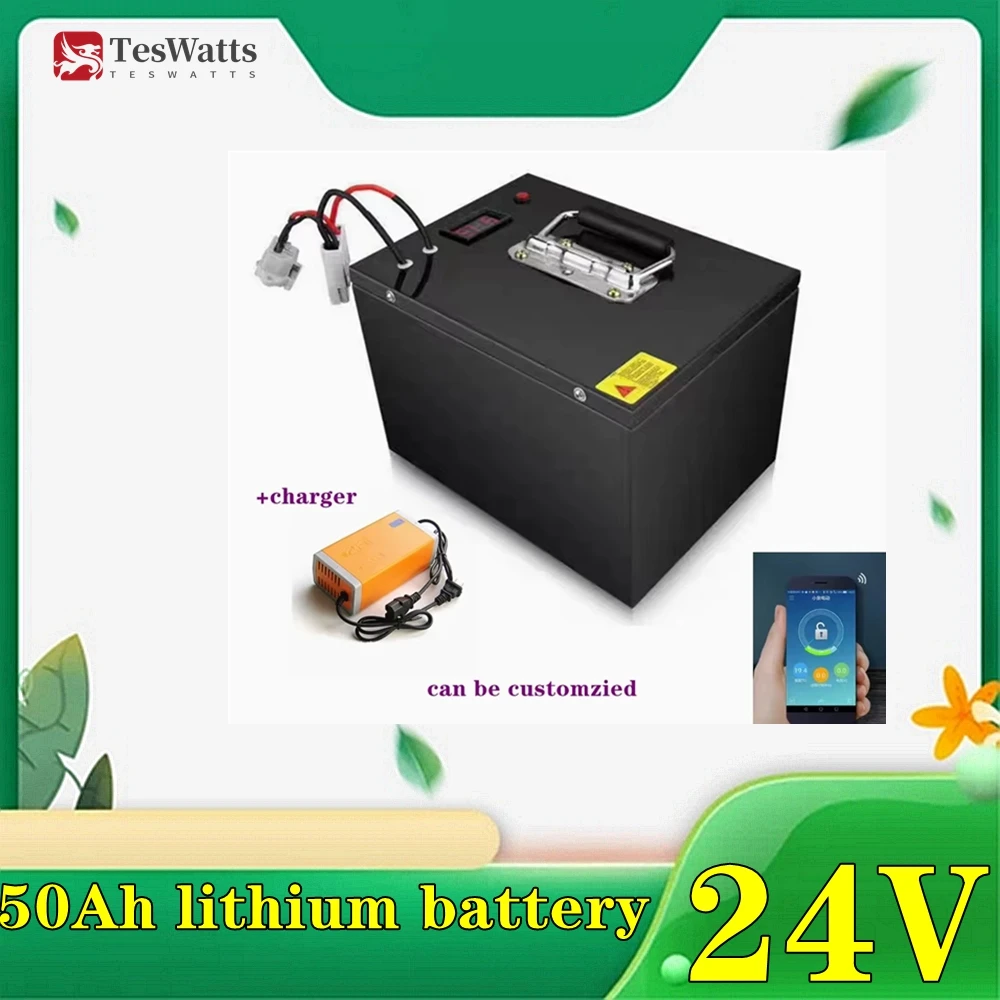 

Литий-ионный аккумулятор Teswatts 24 В, 50 Ач с зарядным устройством Bluetooth BMS + 5 А