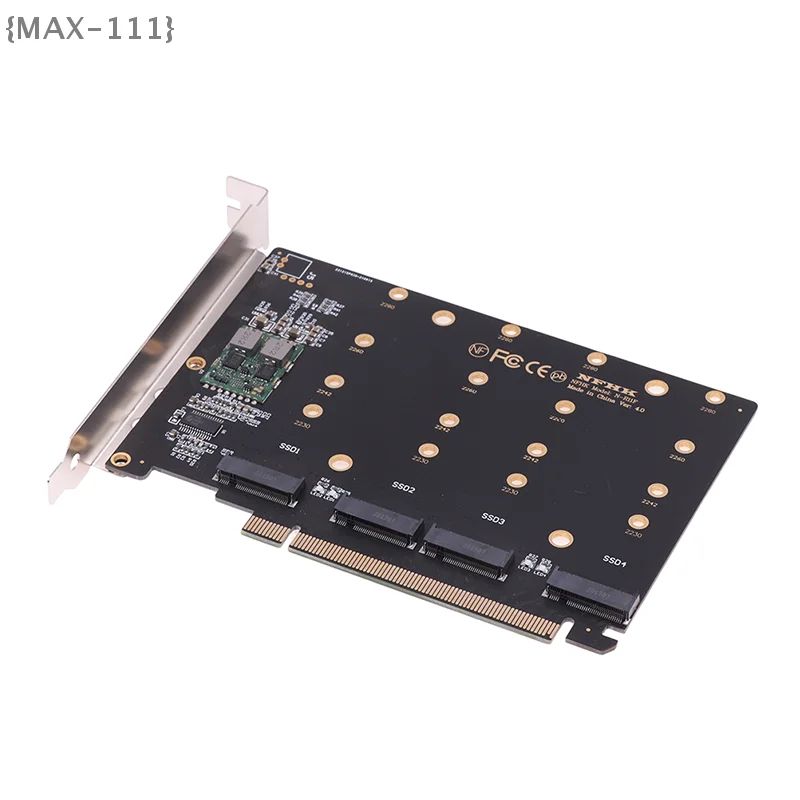 

【F2-MAX111】4 Port M.2 NVMe SSD to PCIE X16M Key Hard Drive Converter Reader Expansion Card, 4 x 32Gbps Transfer Speed (PH44)