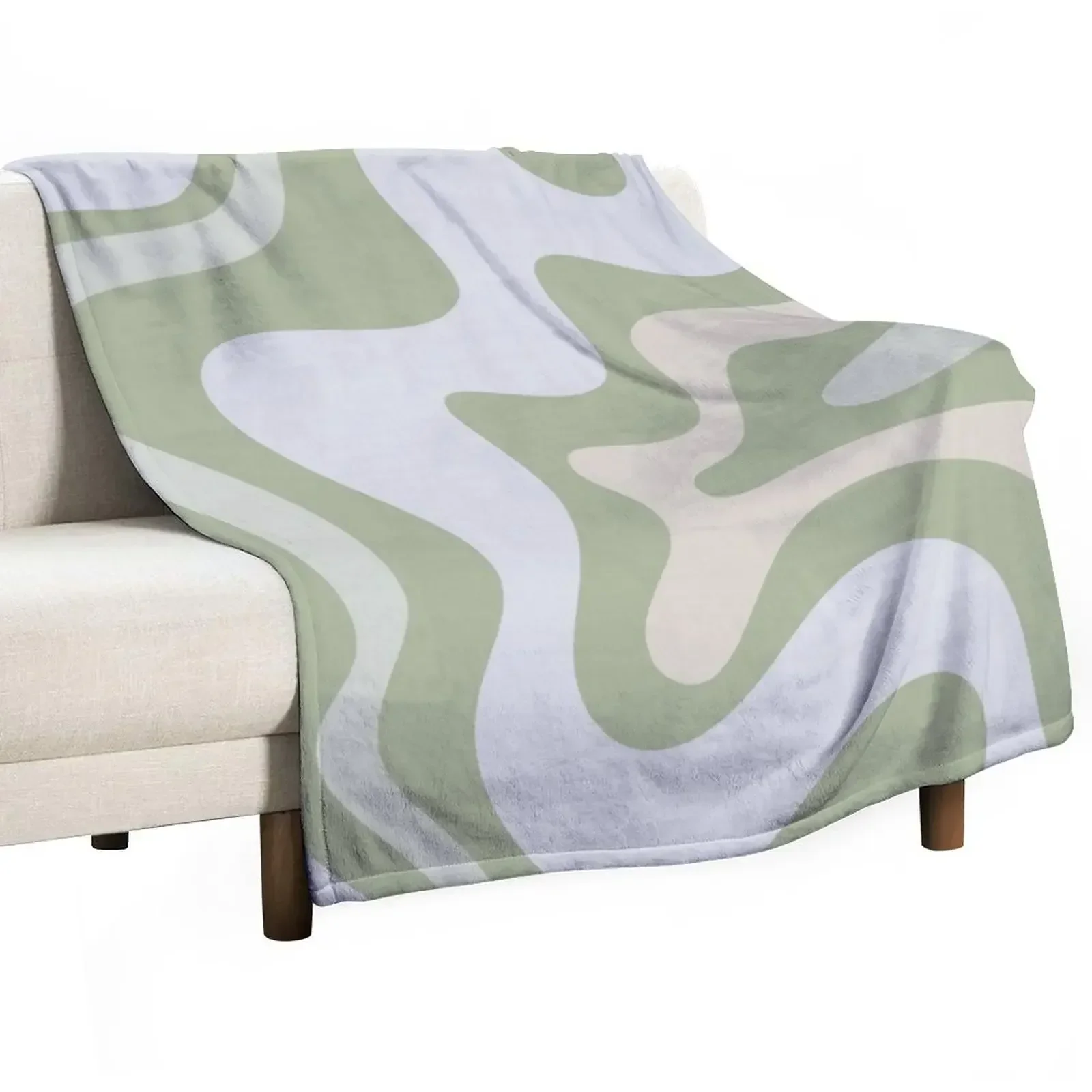 

Liquid Swirl Contemporary Abstract in Light Sage Green Grey Almond Throw Blanket Kid'S Stuffeds Blankets