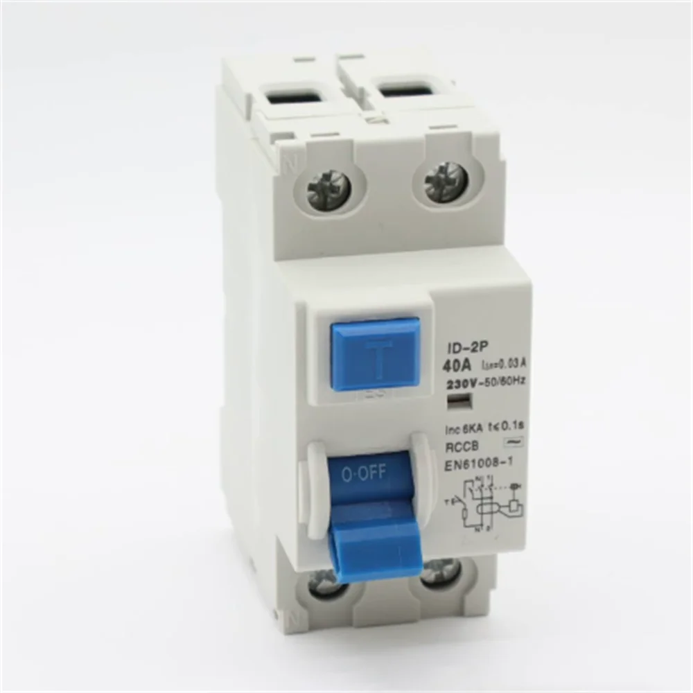 2P RCCB ID Residual Current Circuit Breaker 25-63A 30mA 230V DIN Rail Leakage Protection Switch for Electrical Safety