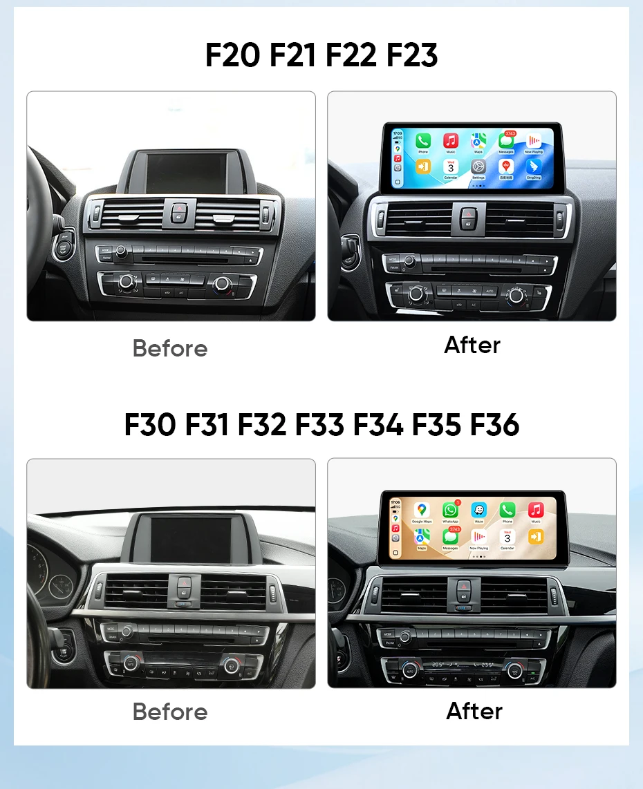 AINAVI Wireless CarPlay Android Auto für BMW 1 2 3 4 Serie F20 F21 F22 F23 F30 F31 F32 F33 F34 F35 F36 NBT 12,3 Zoll Multimedia-Player Infotainment Autoradio Auto-Audio Auto-Display Bluetooth – Detail 2