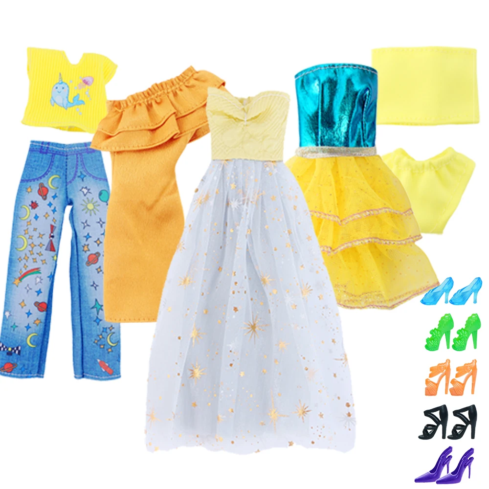 10 Pcs/Set Doll Accessories 11.5 inch 30cm Girl Doll Clothes 5 Outfits Dress Swimsuit Pants Random 5 Shoes Kids Toy Gift