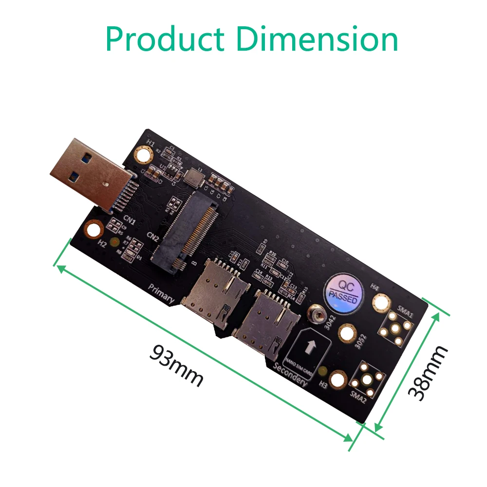 NGFF(M.2) to USB 3.0 Adapter with Dual NANO SIM card Slot for 3G/4G/5G Module Support SIM 8pin card connector