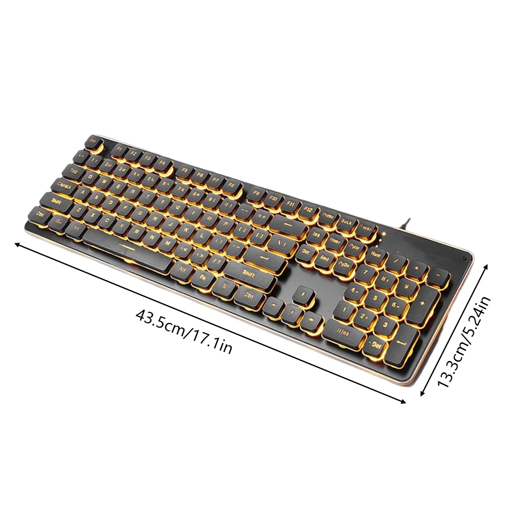 USB Wired Keyboard Backlit Anti-slide Silent Mechanical 104 Keys Luminous Fluent Typing Keypads Low Noise Entertainment