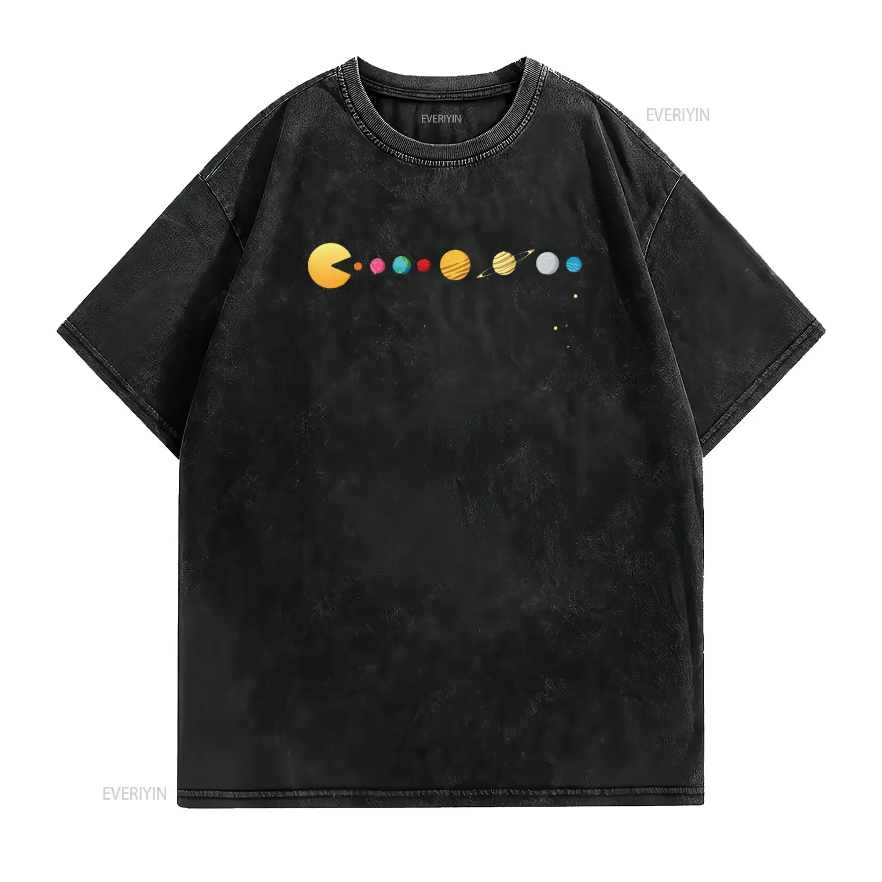 Funny Solar System Astronauts Space Video Games Mens T Shirt Black X Large vintage Washed homme designer clothes Slightly