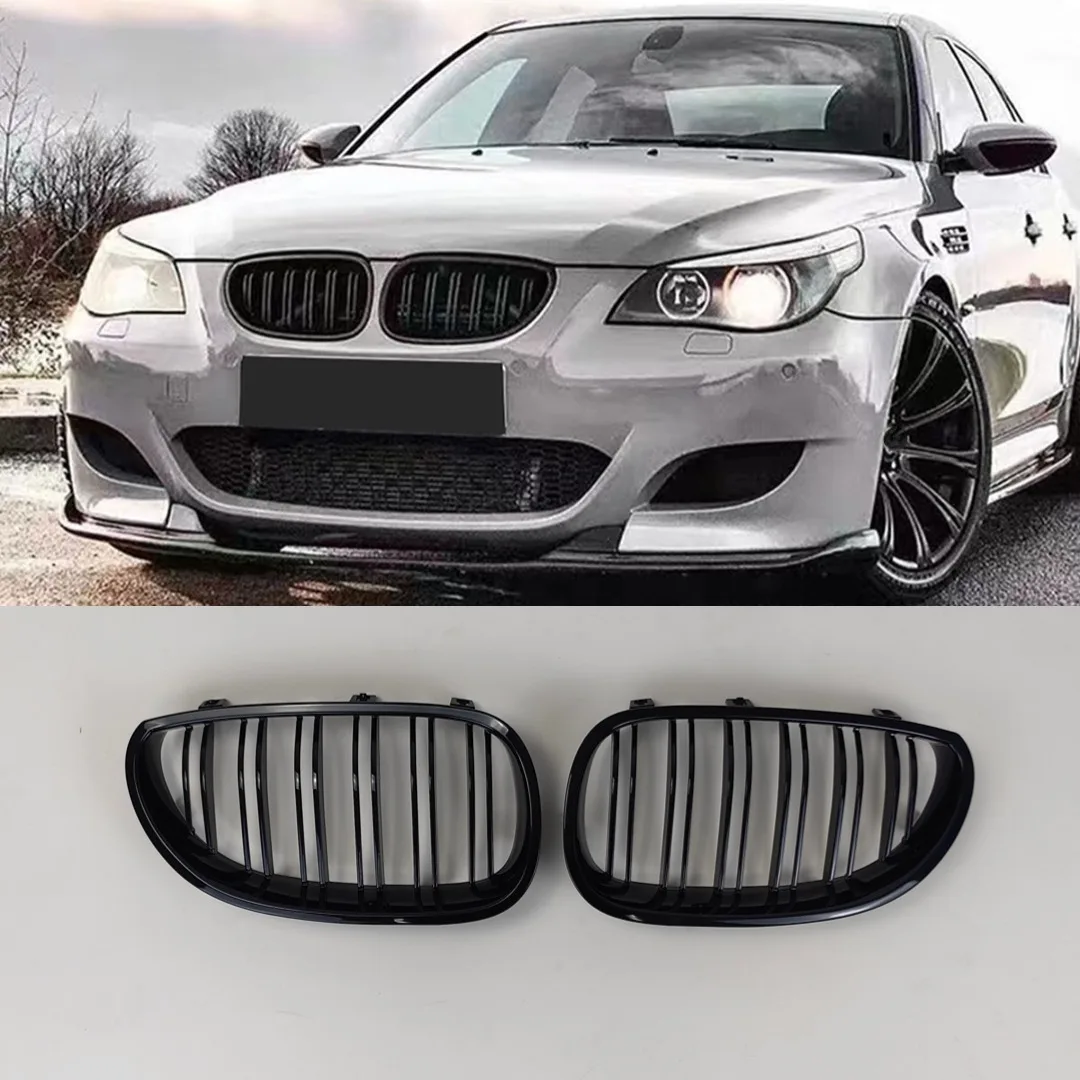 Double Slat Front Kidney Grille Bumper Grill For BMW 5 Series E60 E61 M5 2003-2010 520i 535i 545i 550i Grid Tuning Accessories