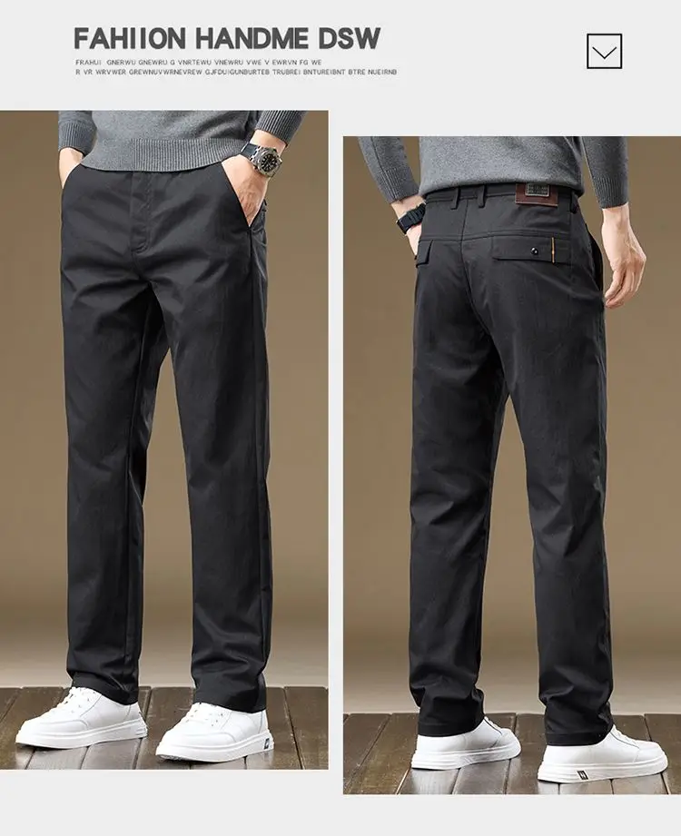 Herren Business-Hose, Gerade Passform, Baumwolle, Lässige Hose, Modische Herrenhose mit Elastischem Bund, Dehnbar, für Frühling und Herbst, Vielseitige Arbeitshose – Detail 20