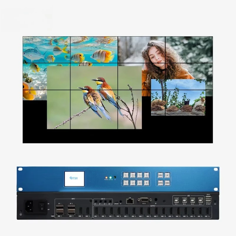 16-way 1920X1080P60 Outputs 4 HDMI DP Input 16 HDMI Output 4K60 Video Processor for Commercial Display
