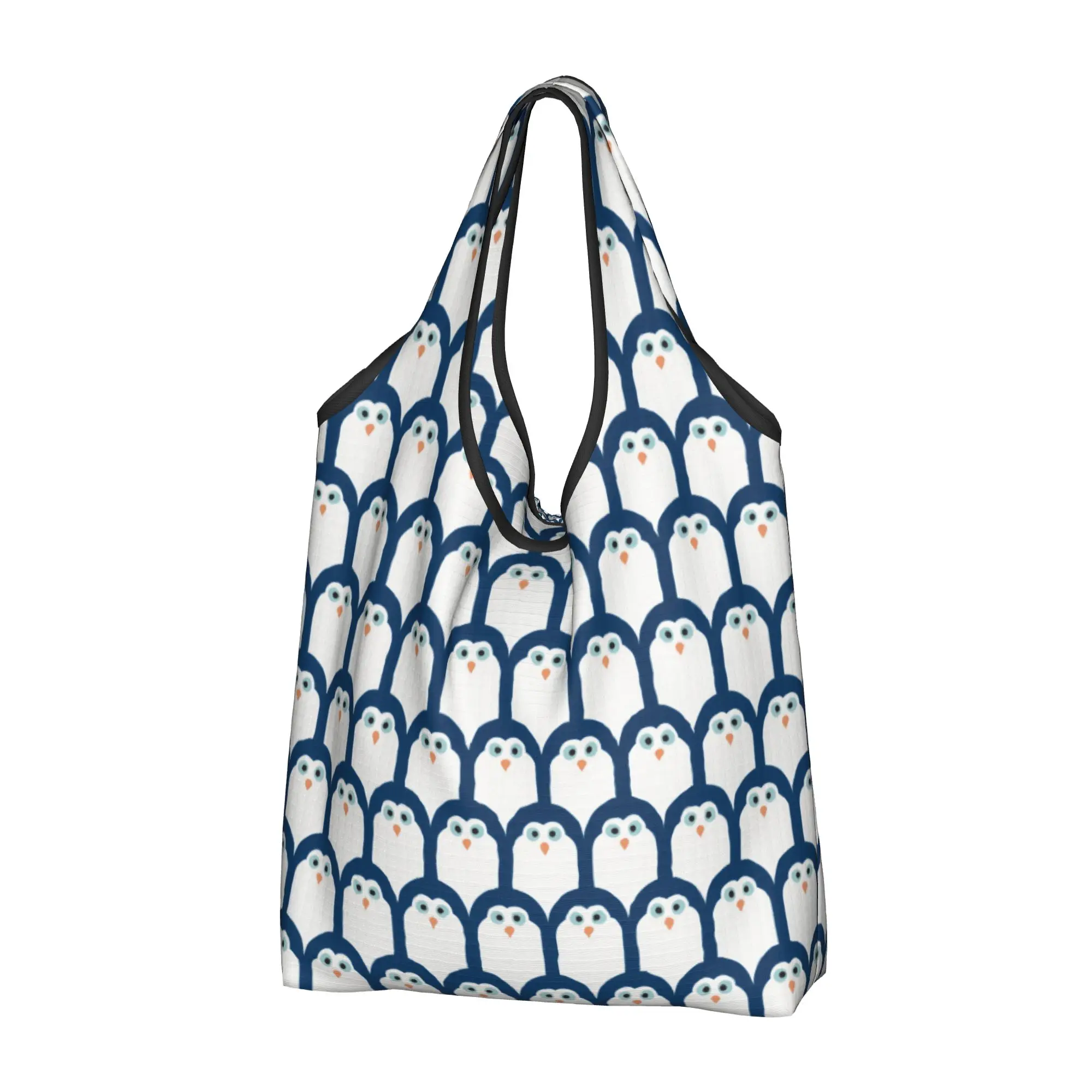 Recycling Aquatic Seabirds Penguin  Shopping Bag Women Tote Bag Portable Cute  Animal  Groceries Shopper Bags
