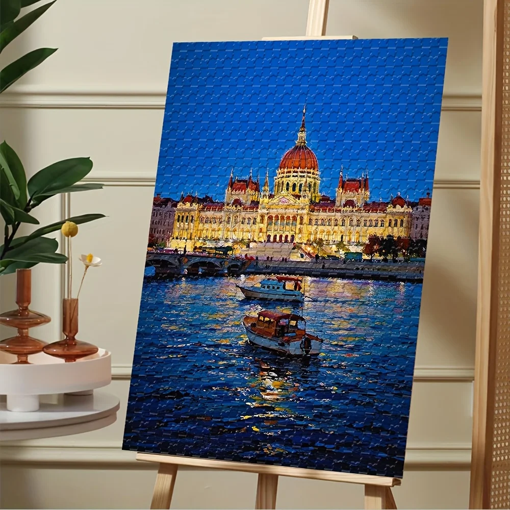 Rompecabezas de paisaje urbano de Budapest Hungría para adultos, 1000 Uds., grande, 20x28 pulgadas (50x70cm), reflejos del río Danube con Bui icónico