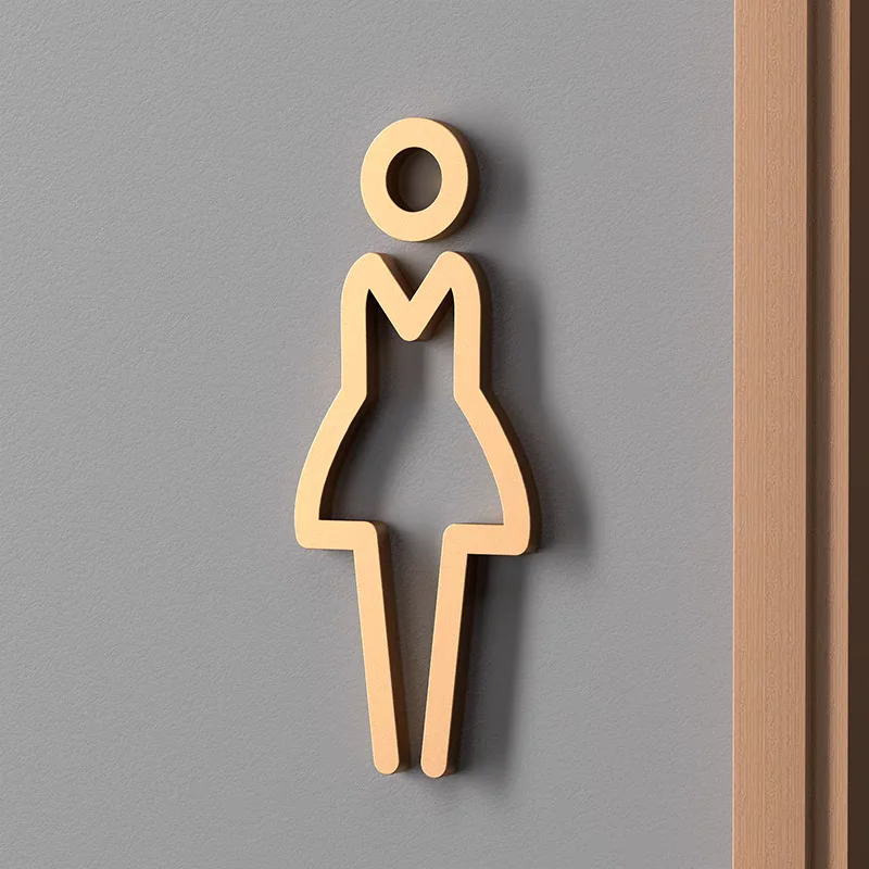 MFYS Solid Brass Man / Woman Toilet Door Signs WC Logo for Restaurant Hotel Bathroom Office Gold Wall Mark Signage Board